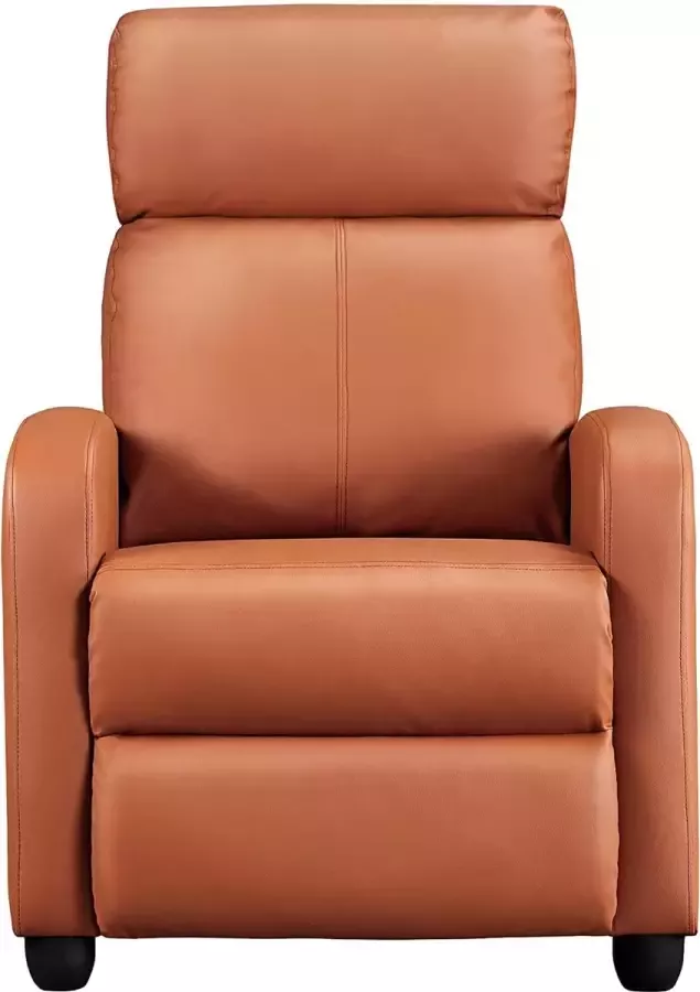 Furnibella a Relaxstoel ligstoel met verstelbare beensteun televisiestoel van kunstleer relaxstoel tv-stoel 160° kantelbaar lichtbruin