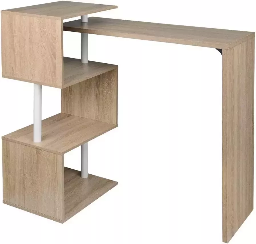 Furnibella Bartafel met 3 planken van metaal & MDF draaibaar EIKEN