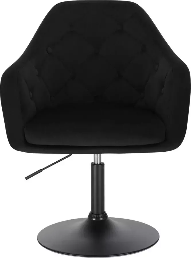 Furnibella BH239sz-1 barstoel loungestoel traploze hoogteverstelling metaal fluweel goed gevoerde zitting met armleuning en rugleuning zwart