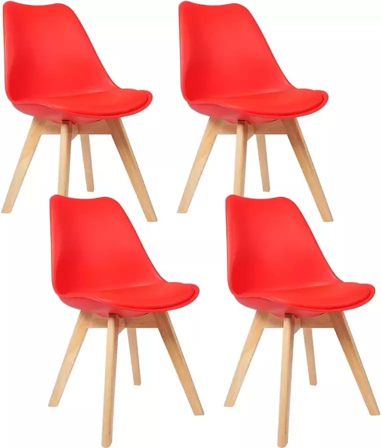 FURNIBELLA -BH29-4 Set van 4 eetkamerstoelen keukenstoel design stoel eetkamerstoel kunstleer en hout