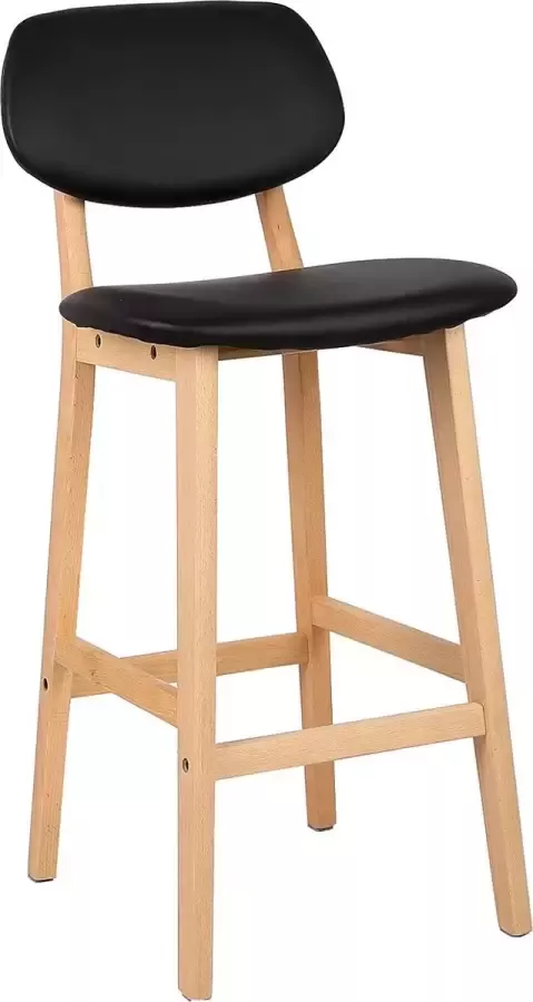 Furnibella BH51sz-2 Barkrukken 2-delige set met goed gevoerde zitting en rugleuning van kunstleer design stoel hout zwart