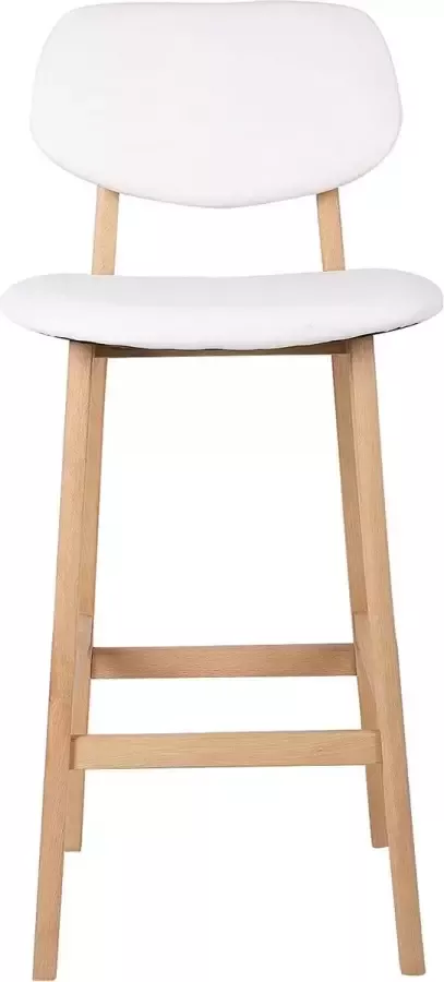 Furnibella BH51ws-2 Barkrukken 2-delige set met goed gevoerde zitting en rugleuning van kunstleer design stoel hout wit