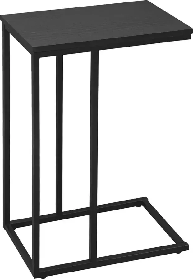 Furnibella bijzettafel salontafel sofatafel nachtkastje bedtafel laptoptafel frame van metaal tafelblad van hout 45x25x63.5cm (BxDxH) zwart