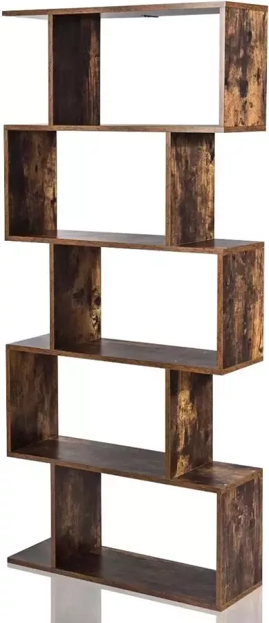 Furnibella Boekenkast 70 x 24 x 158 cm Industriële stijl 5 lagen rustiek bruin