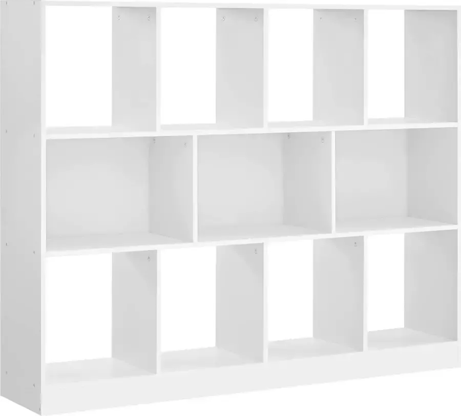 Furnibella boekenkast staande plank opbergrek met 11 vakken voor woonkamer studeerkamer kinderkamer slaapkamer wit LBC054T14