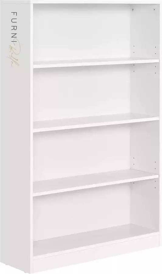 Furnibella boekenkast vrijstaand met 4 vakken in hoogte verstelbare legplanken voor woonkamer studeerkamer kinderkamer kantoor als ruimteverdeler 80 x