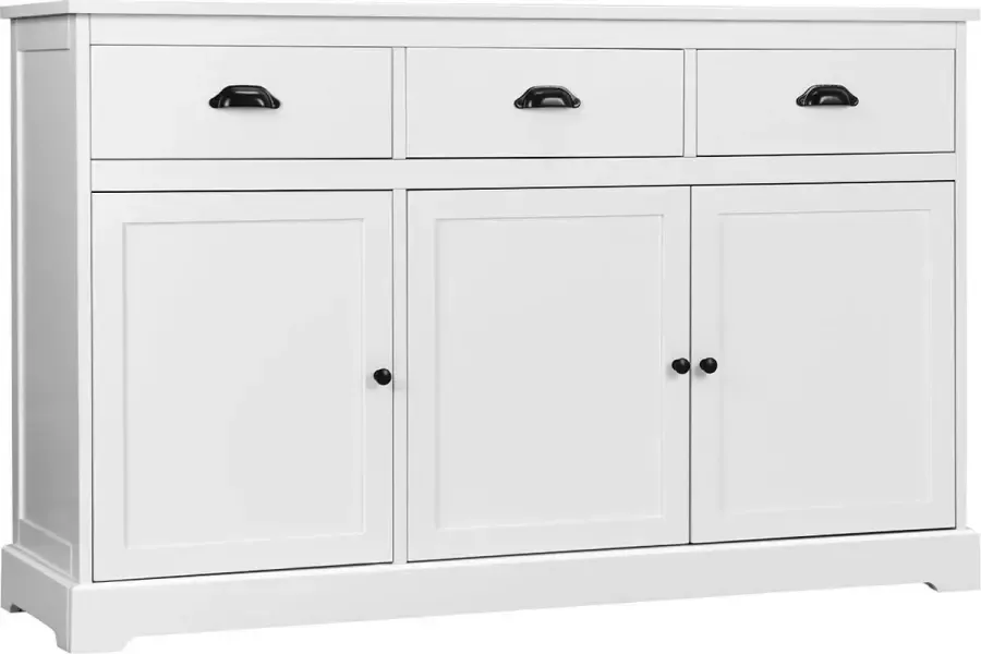 Furnibella buffetkast met 3 laden en 3 deuren 136 x 42 5 x 86 cm moderne opbergkast wit