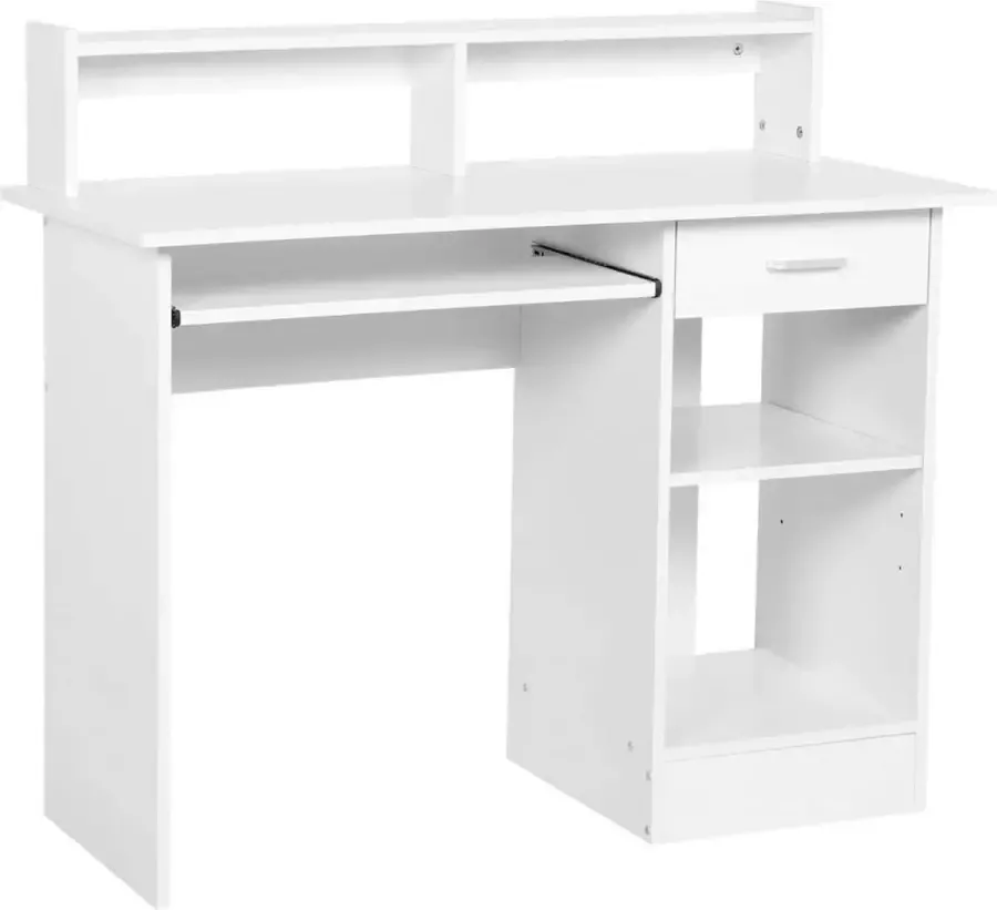 Furnibella Bureau computertafel met legplank bureautafel pc-tafel voor thuiskantoor 106 x 50 x 94 cm