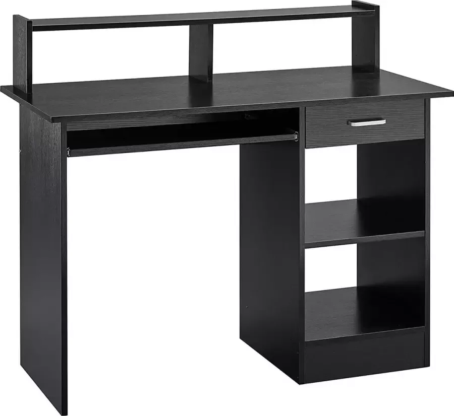 Furnibella Bureau met laden computertafel zwart bureau voor thuiskantoor met opbergvakken 106 x 94 x 50 cm (B x H x D)