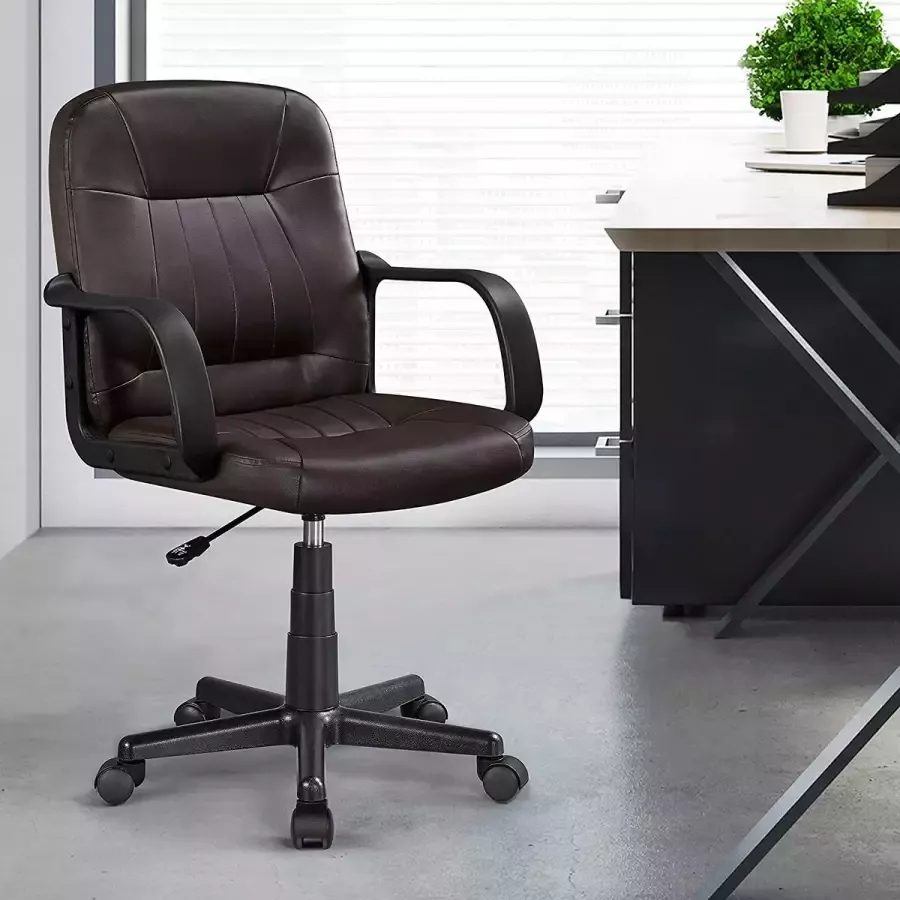 Furnibella Bureaustoel ergonomische bureaustoel draaistoel met wielen bureaustoel van kunstleer managersstoel met armleuning voor kantoor woonkamer bruin