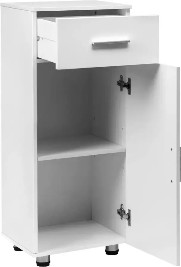 Furnibella CGPN badkamerkast met 1 lade 1 verstelbare scheidingswand badkamerkast met deur witte kast met metalen scharnieren MDF opbergkast 30 x 80 x 30 cm