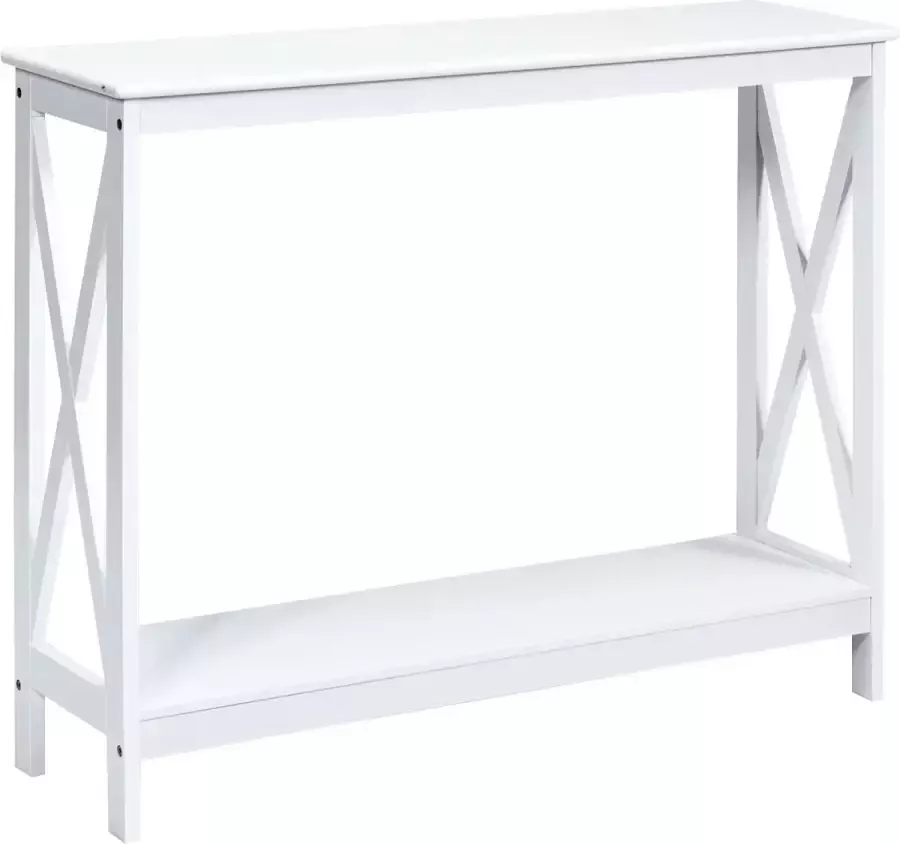 Furnibella Console Tafel Industriële Stijl Sofa Tafel 100 x 30 x 80 CM Wit