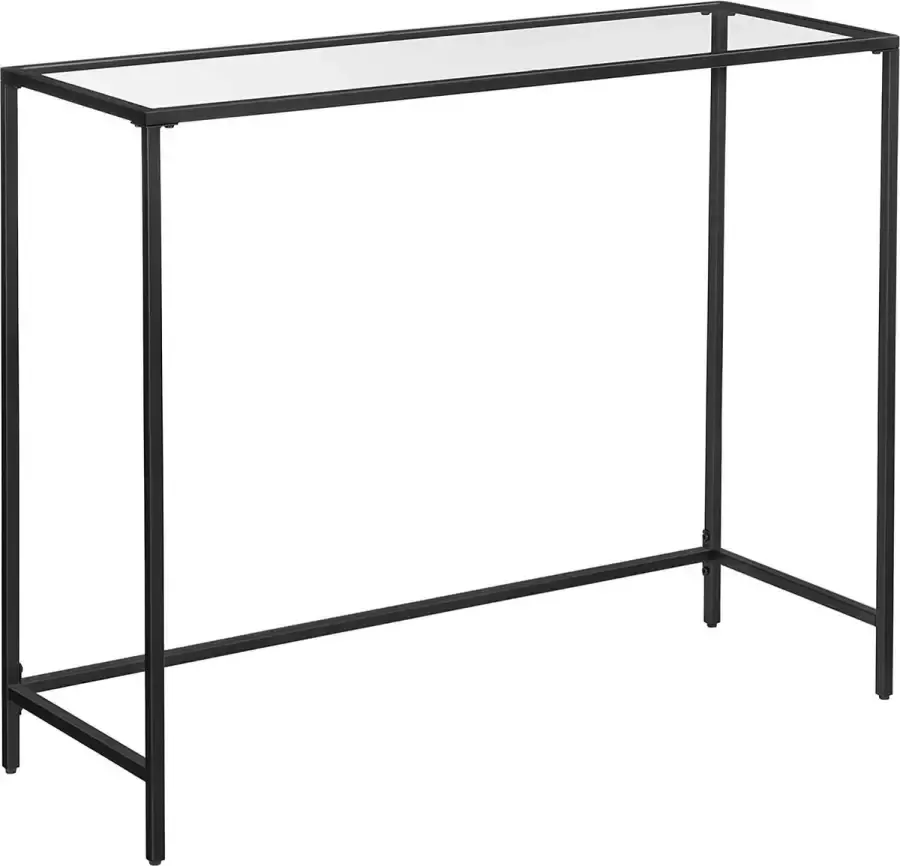Furnibella Consoletafel gehard glazen bijzettafel 100 x 35 x 80 cm moderne banktafel eenvoudig te monteren verstelbare poten woonkamer gang zwart LGT026B01