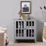 Furnibella -Dressoir consolekast met glazen deur dressoir voor keuken badkamer woonkamer slaapkamer kantoor aan huis (grijs) - Thumbnail 2