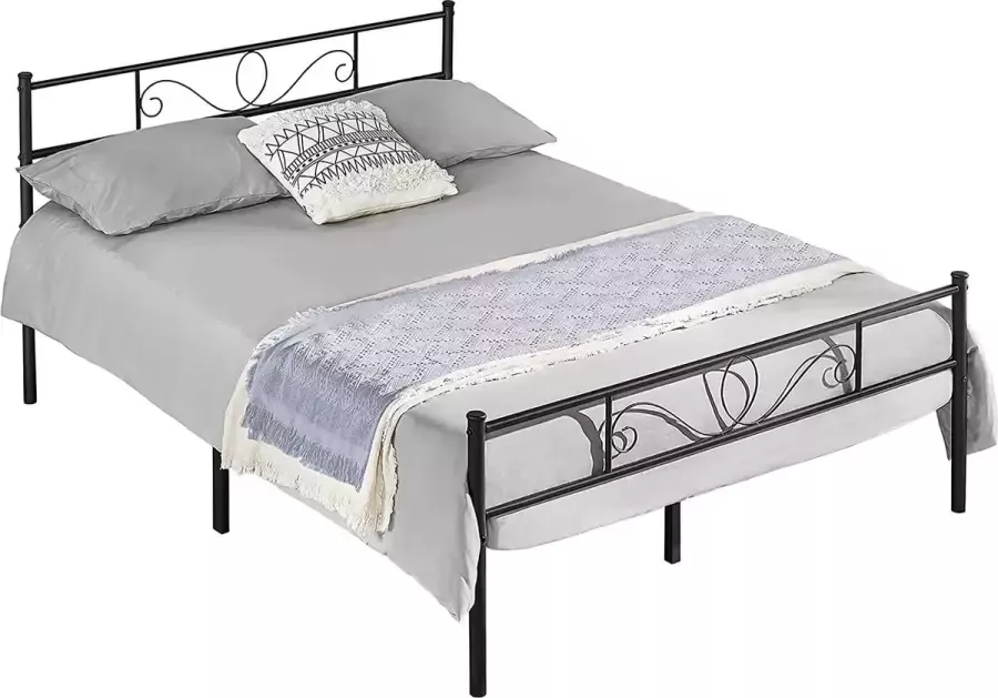 Furnibella Eenpersoonsbedframe bedframe metalen bed bedframe van metaal voor matras van 140 x 200 cm logeerbed voor kleine ruimtes zwart