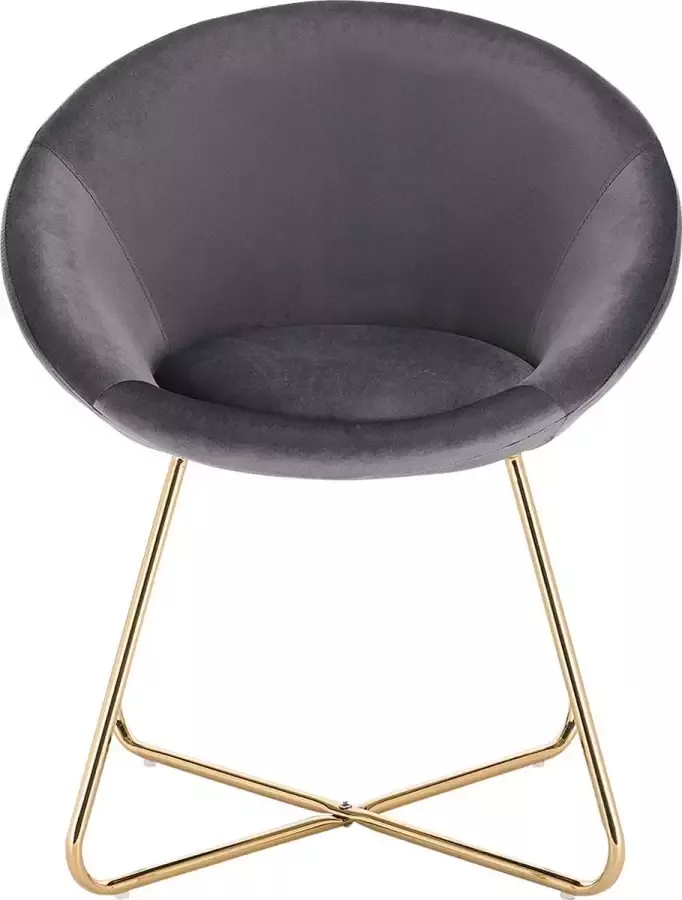Furnibella Eetkamerstoelen BH217dgr-1 x keukenstoel gestoffeerde stoel woonkamerstoel stoel zitting van fluweel gouden metalen poten donkergrijs