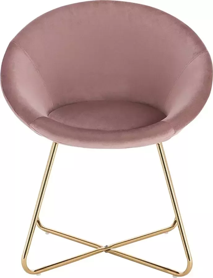 Furnibella Eetkamerstoelen BH217rs-1 1x keukenstoel beklede stoel woonkamerstoel stoel zitting van fluweel gouden metalen poten roze