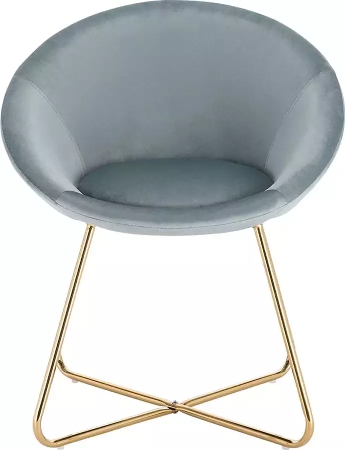 Furnibella Eetkamerstoelen BH217ts-1 1x keukenstoel gestoffeerde stoel woonkamerstoel stoel zitting van fluweel gouden metalen poten lichtblauw