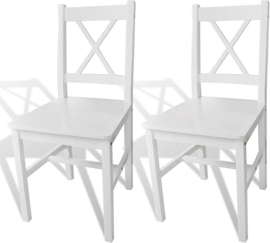 Furnibella 2x Eetkamerstoel Hout Wit Eetkamer Keuken Stoel Stoelen Eetkamerstoelen