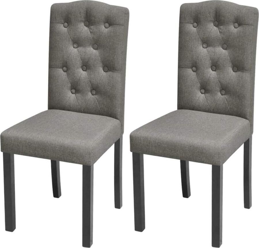 Furnibella 2x Eetkamerstoel Zetel Eetstoel Keukenstoel Eetstoelen Stoel Zitmeubel Dinerstoel Eetkamerstoelen Stoelenset Eetzetel Stof Grijs
