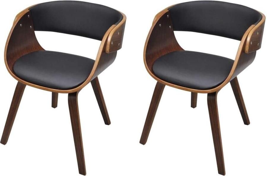 Furnibella 2x Houten Eetkamerstoel Bruin Stoel Eetstoel Keukenstoel Stoel Stoelen