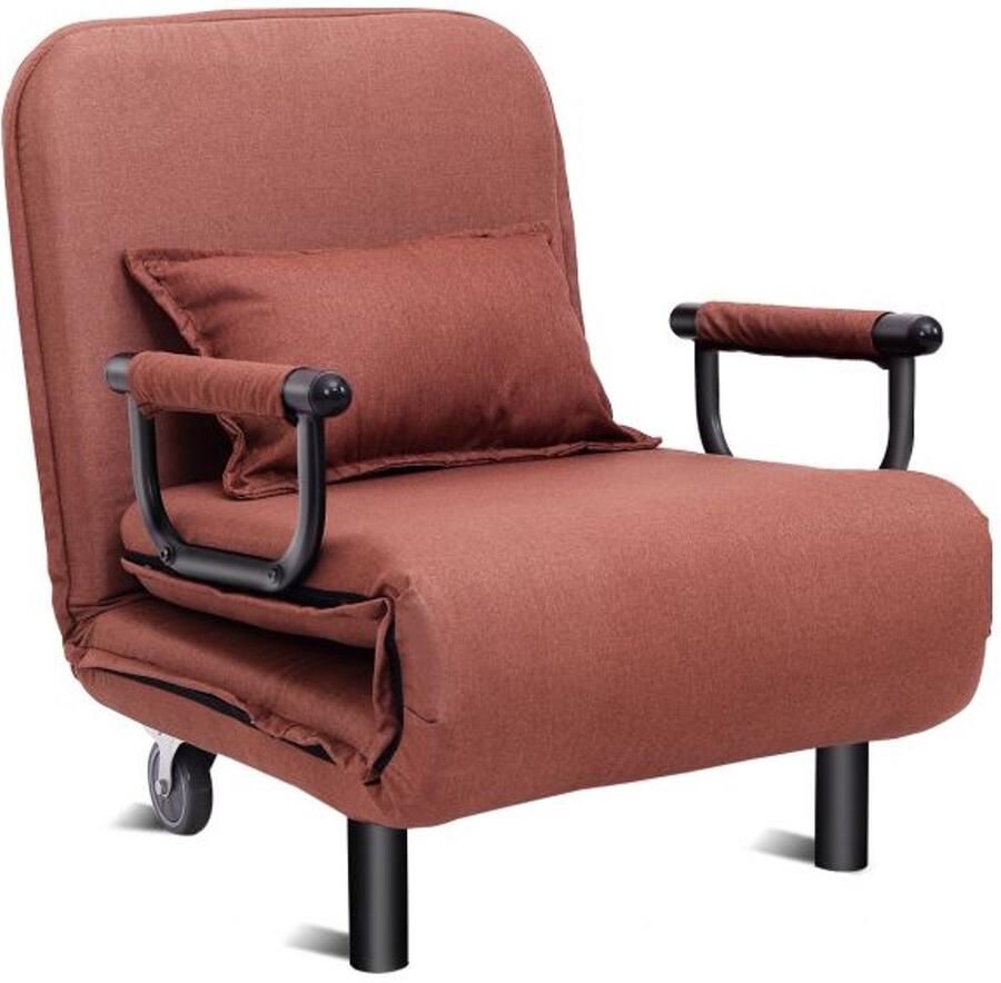 Furnibella 3-in-1 Slaapstoel – Slaapbank Opklapbed en Logeerbed in Eén (Bruin)