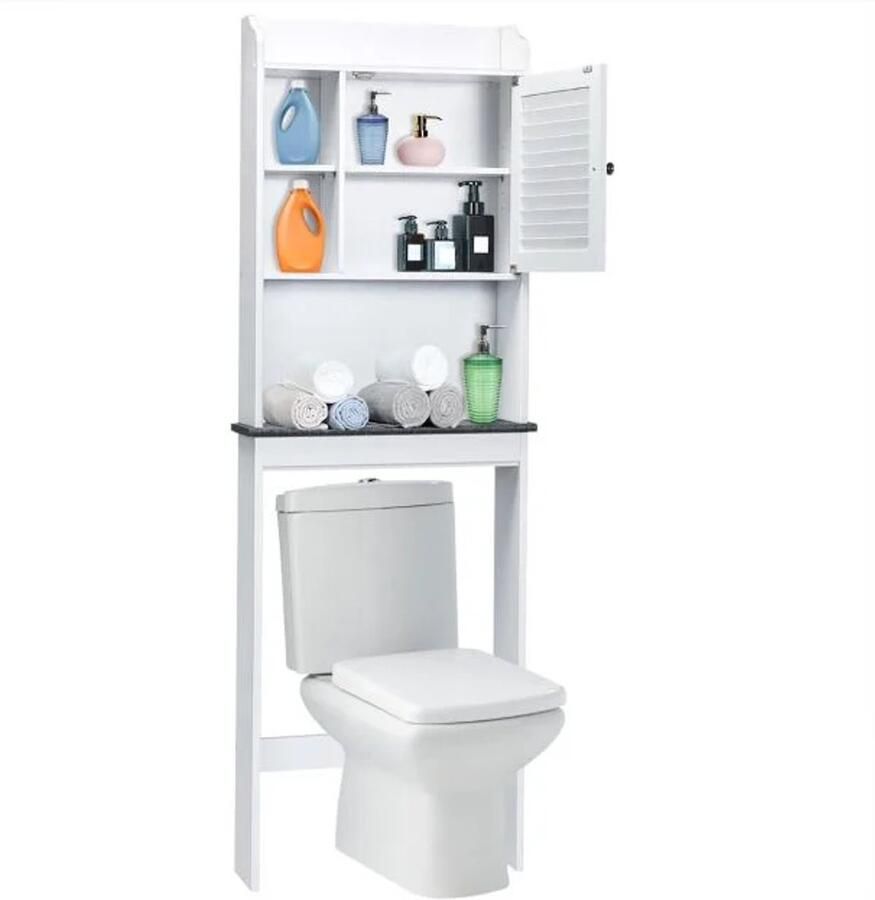 Furnibella 4-laags Vrijstaande Toiletkast – Ruimtebesparende Badkamerplank