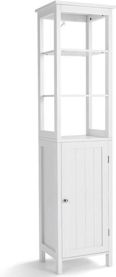 Furnibella -5-laags hoge kast – Smalle vrijstaande badkamerkast voor woonkamer & badkamer 40x32x161 5 cm wit
