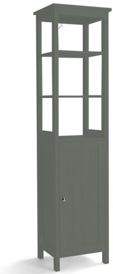 Furnibella -5-laags hoge kast – Smalle vrijstaande badkamerkast voor woonkamer & badkamer 40x32x161 5 cm grijs