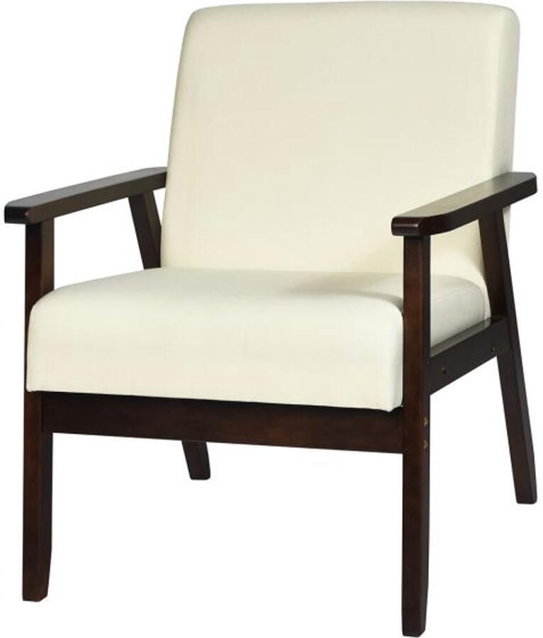 Furnibella Accentstoel – Gestoffeerde stoffen stoel stijlvol en comfortabel 64 x 70 x 79 cm beige