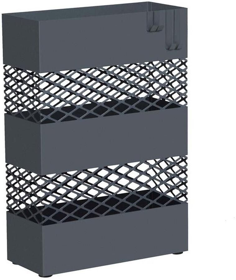 Furnibella _Antracieten Paraplubak met 4 Multifunctionele Haken Stijlvol en Praktisch