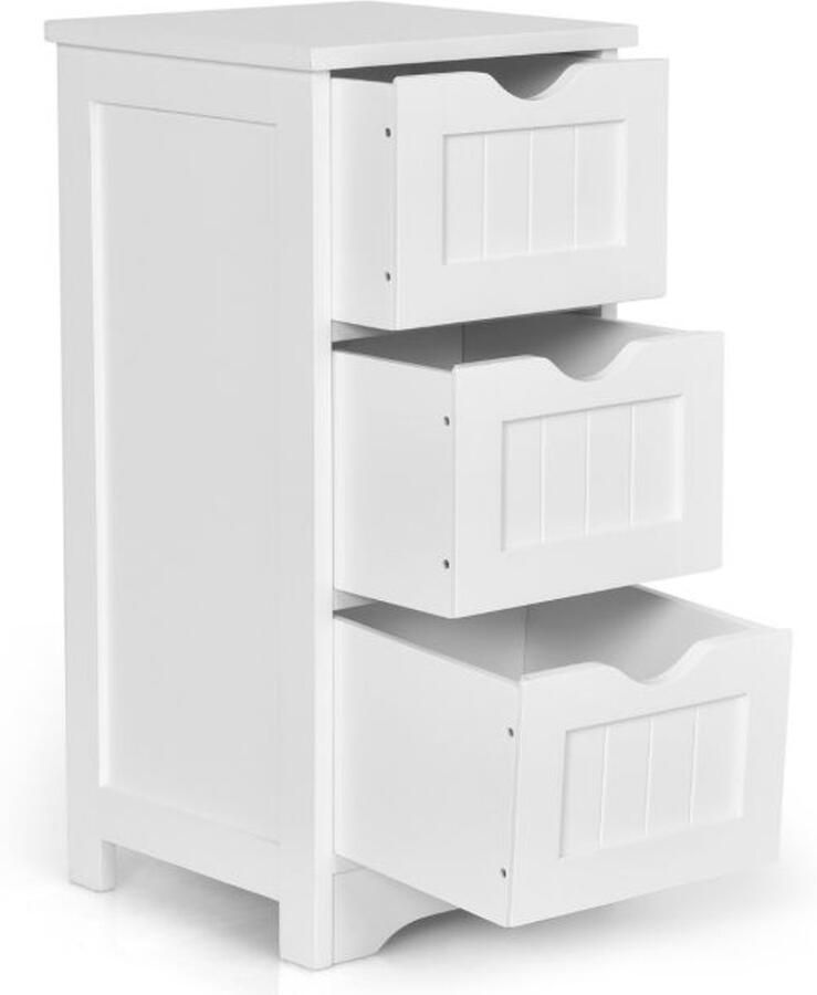 Furnibella Badkamer Vloerkast met 3 Laden – Compact & Functioneel (Wit)