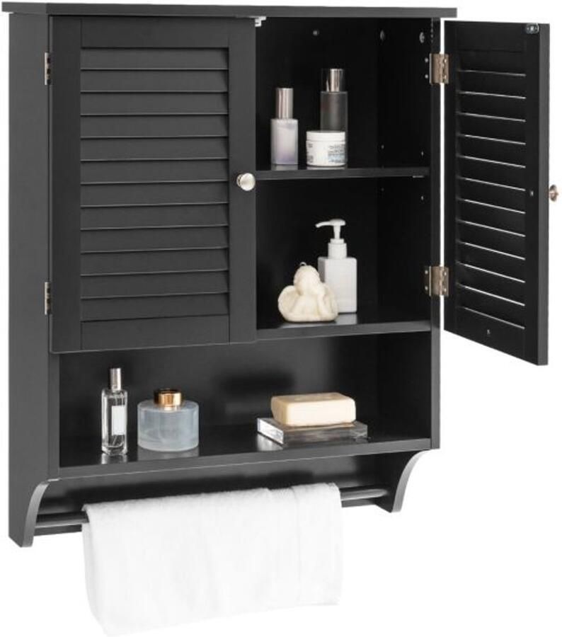 Furnibella -Badkamer wandkast – 3 opbergvakken verstelbare plank