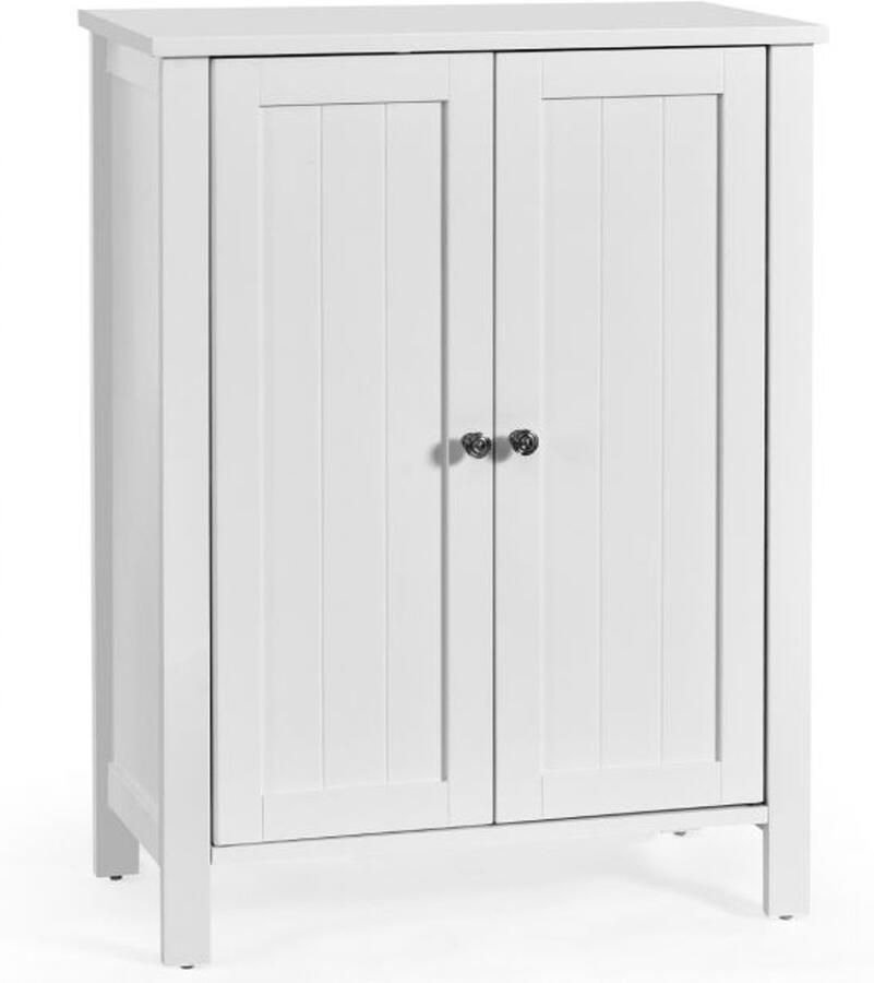 Furnibella -Badkamer zijkast – Met dubbele deur verstelbare plank en lade dressoir-Wit