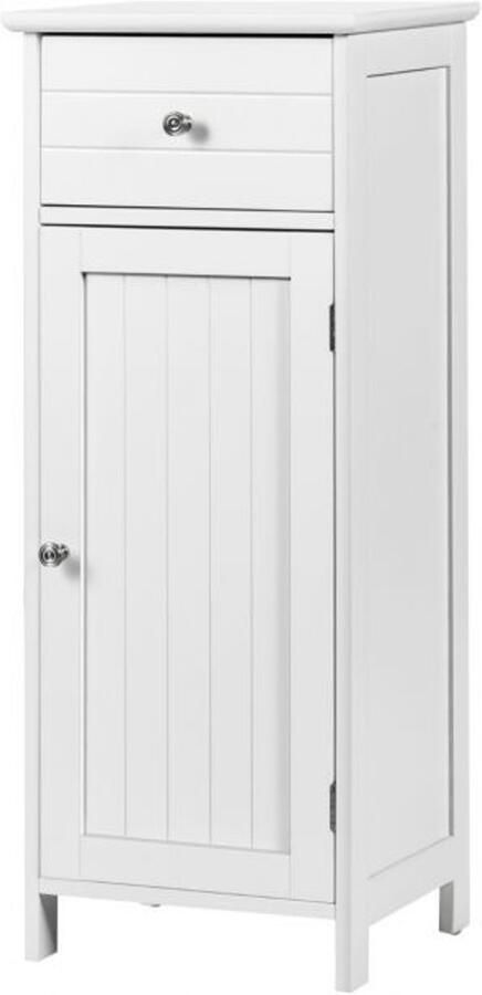 Furnibella -Badkamerkast met Enkele Deur en Grote Lade – Compact & Stijlvol (Wit)