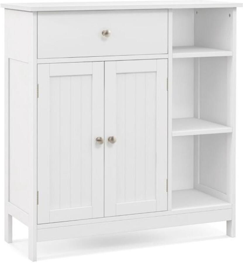 Furnibella Badkamerkast met Lade Deuren en Verstelbare Plank – Compact & Stijlvol (Wit)