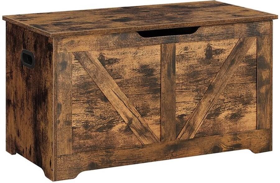 Furnibella -Bank met Opbergruimte – Schuurstijl Vintage Bruin Rustiek & Functioneel