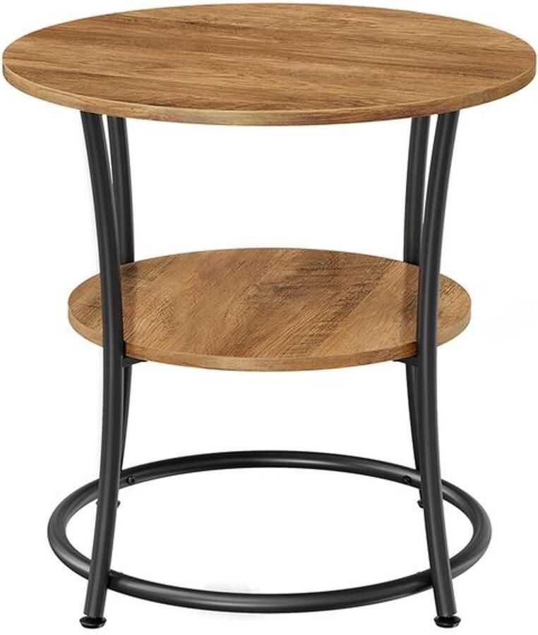 Furnibella Bijzettafel met 2 Planken en Stalen Frame – Modern en Functioneel Design