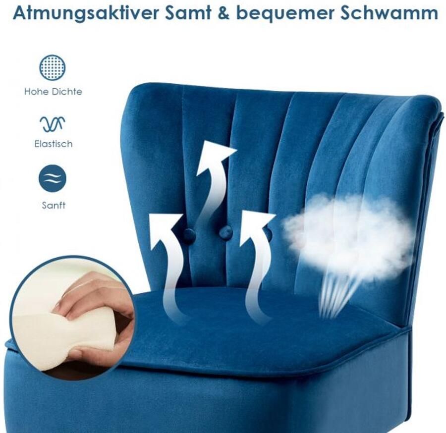 Furnibella -Blauwe Gestoffeerde Stoel Elegante Eetkamerstoel met Moderne Accenten voor Woonkamer of Keuken