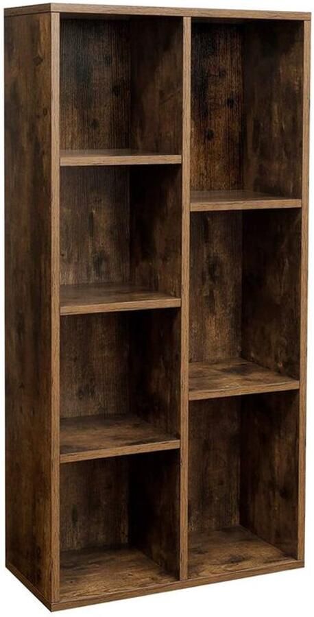 Furnibella Boekenkast met 7 Vakken – Ideaal voor Boeken en Decoratie Donkerbruin vintage