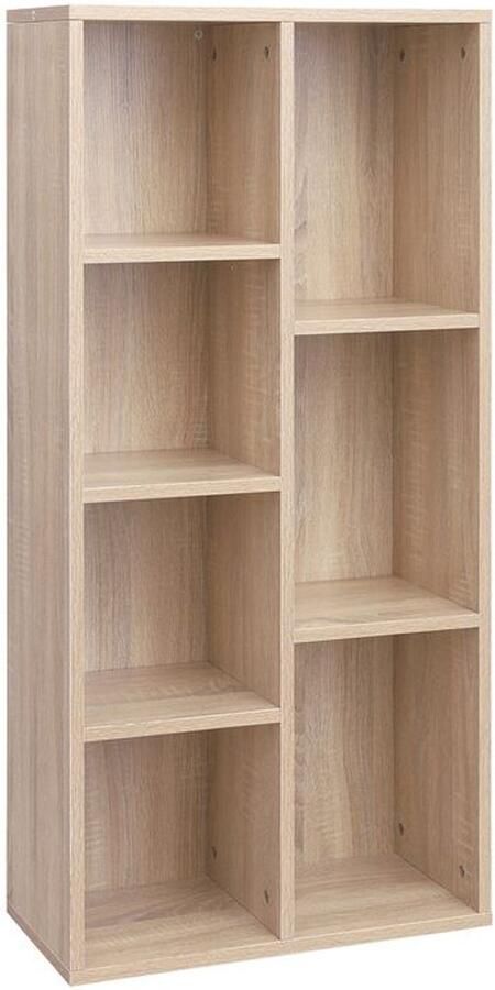Furnibella Boekenkast met 7 Vakken – Minimalistisch en Efficiënt Eiken kleurig