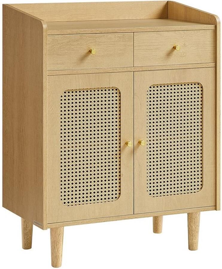 Furnibella -BOHOVEN Collectie – Dressoir met deuren Rotan look Eiken Beige