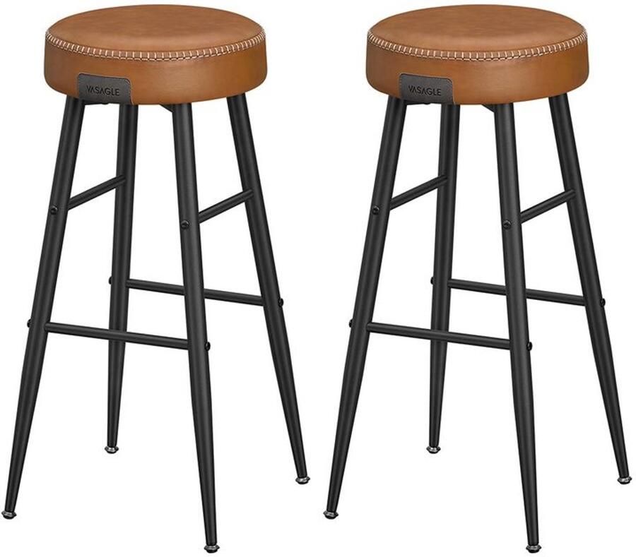 Furnibella -Collection – Barkruk Set van 2 Kunstleer Karamelbruin Modern & Comfortabel