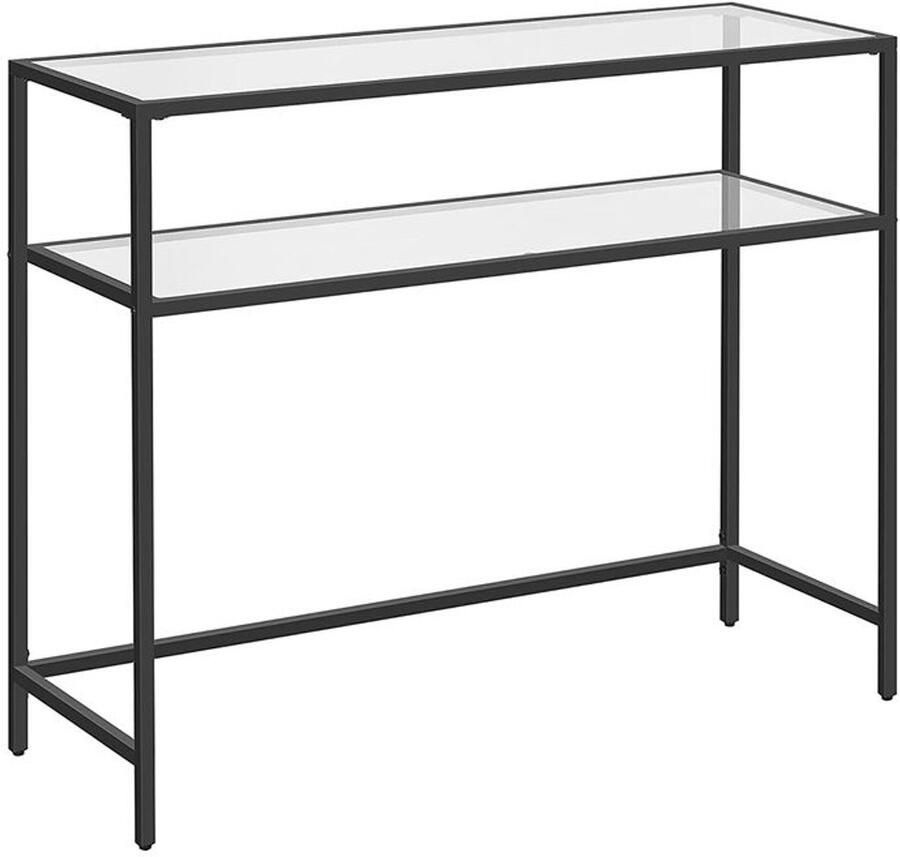 Furnibella Consoletafel met 2 Ruime Planken in Zwart Design