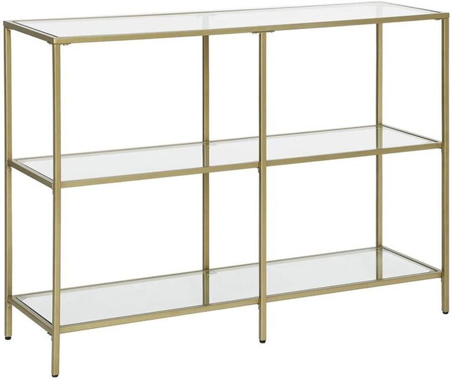 Furnibella Consoletafel met Gehard Glas en Minimalistisch Design Goud