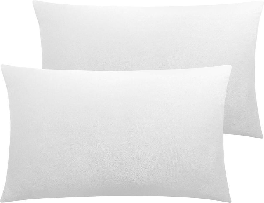 Furnibella --delige Set Witte Kussenhoezen 50x70 cm – Zacht Pluche Fluweel – Wasbaar & Comfortabel – Decoratief voor Woonkamer Slaapkamer & Bank