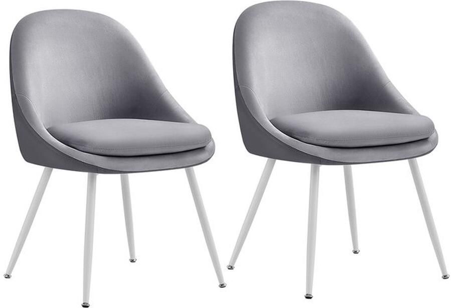 Furnibella Eetkamerstoel Set van 2 met Kussens – Duifgrijs & Wolkwit Stijlvol en Comfortabel