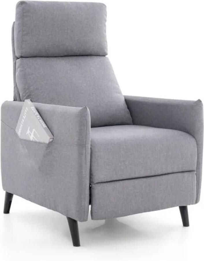 Furnibella Ergonomische fauteuil met verstelbare rugleuning voetenbank en twee zijvakken voor tijdschriften