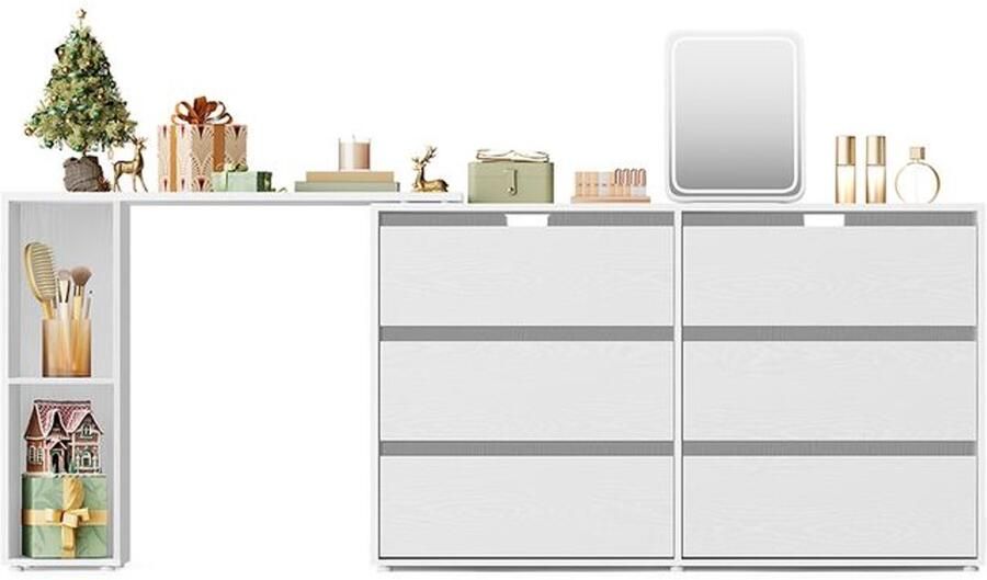 Furnibella -Flexibele kaptafel – naast elkaar of L-vormig Sneeuwwit