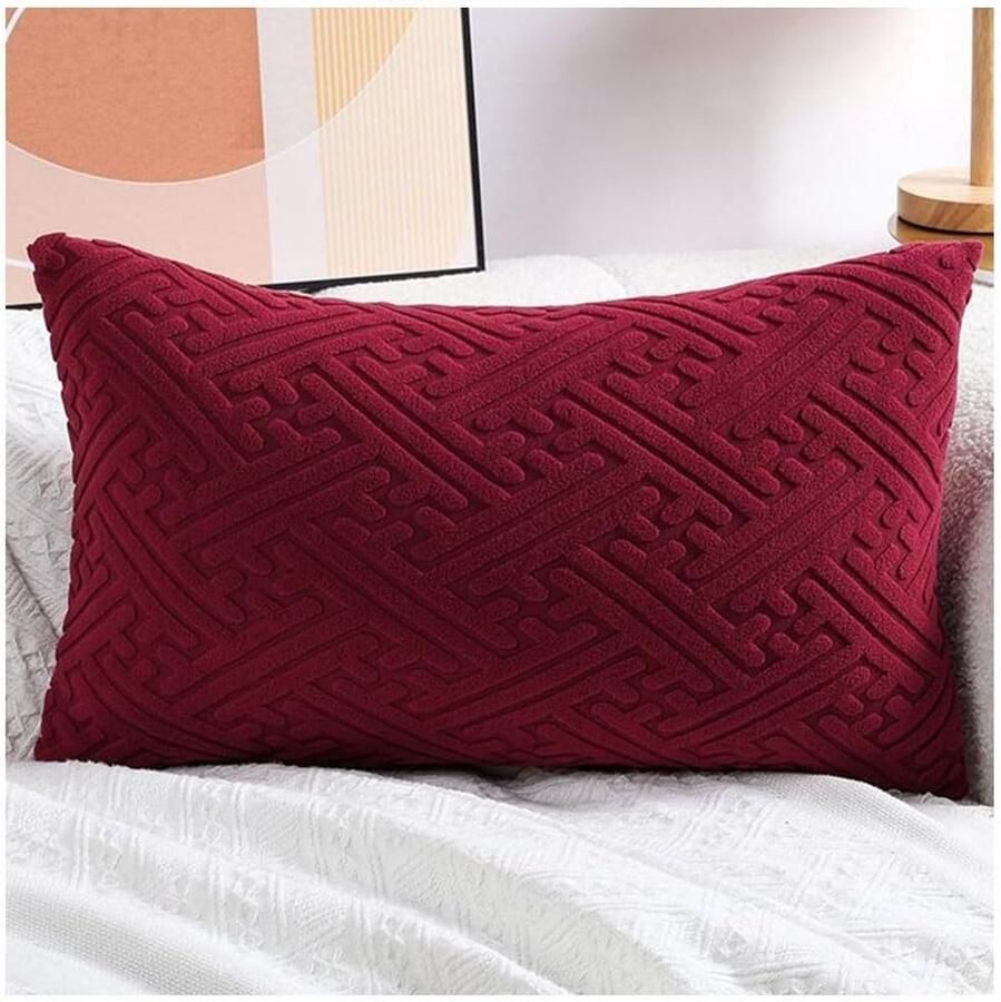 Furnibella FRNIBELLA-Corduroy Kussenhoes 50x70 cm – Zachte Decoratieve Sierkussenhoes voor Bank Fauteuil of Slaapkamer – Datumrood – 1 Stuk